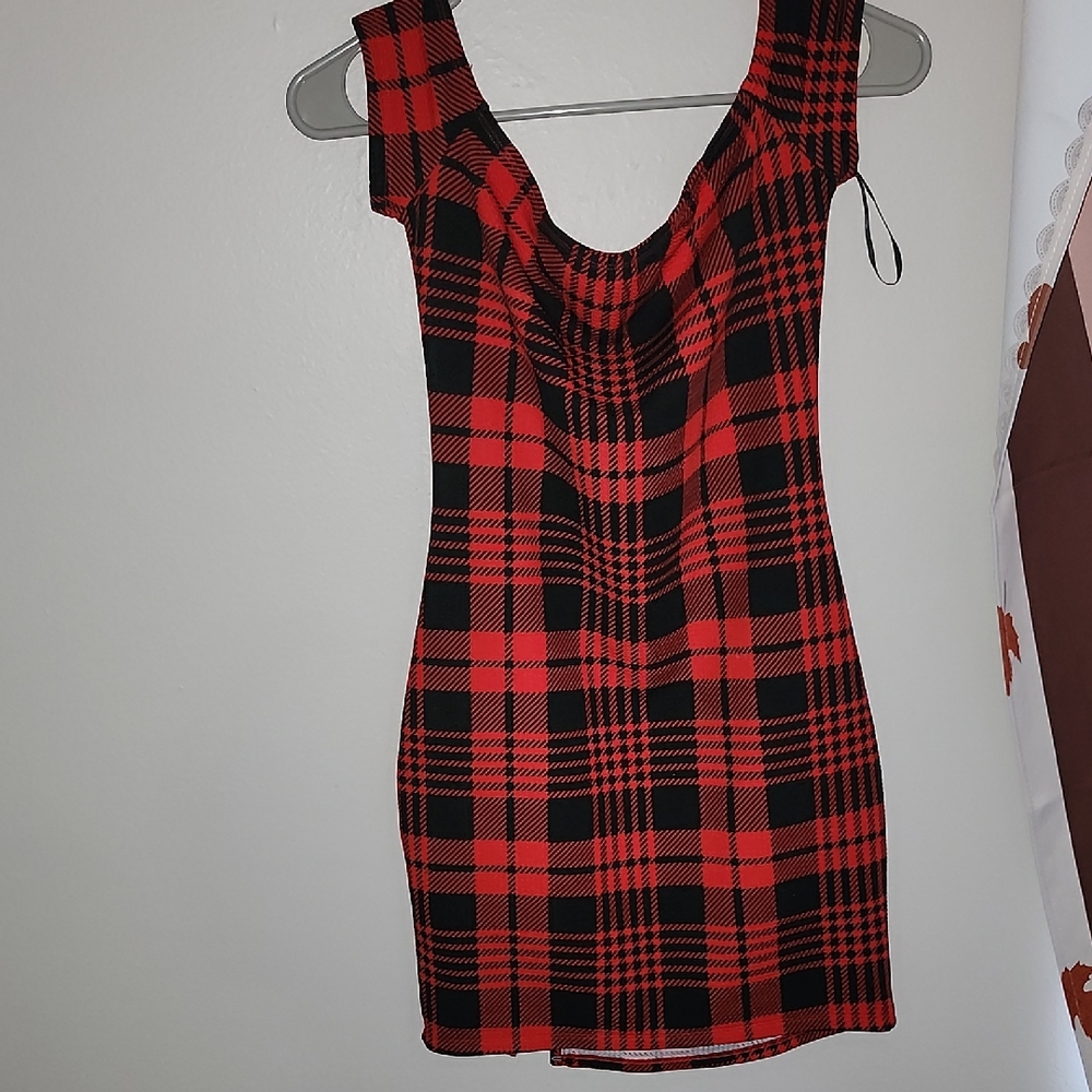 SHEIN Red and Black Bodycon Mini Dress